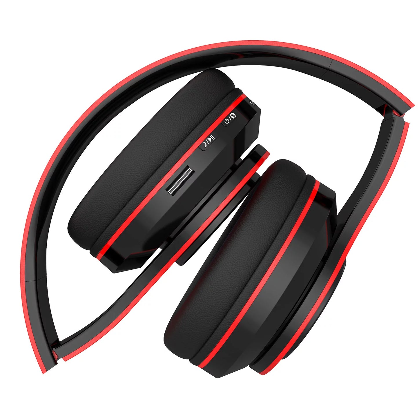 Foldable Over-Ear Bluetooth Singular Wireless Headphones with Mic, Red