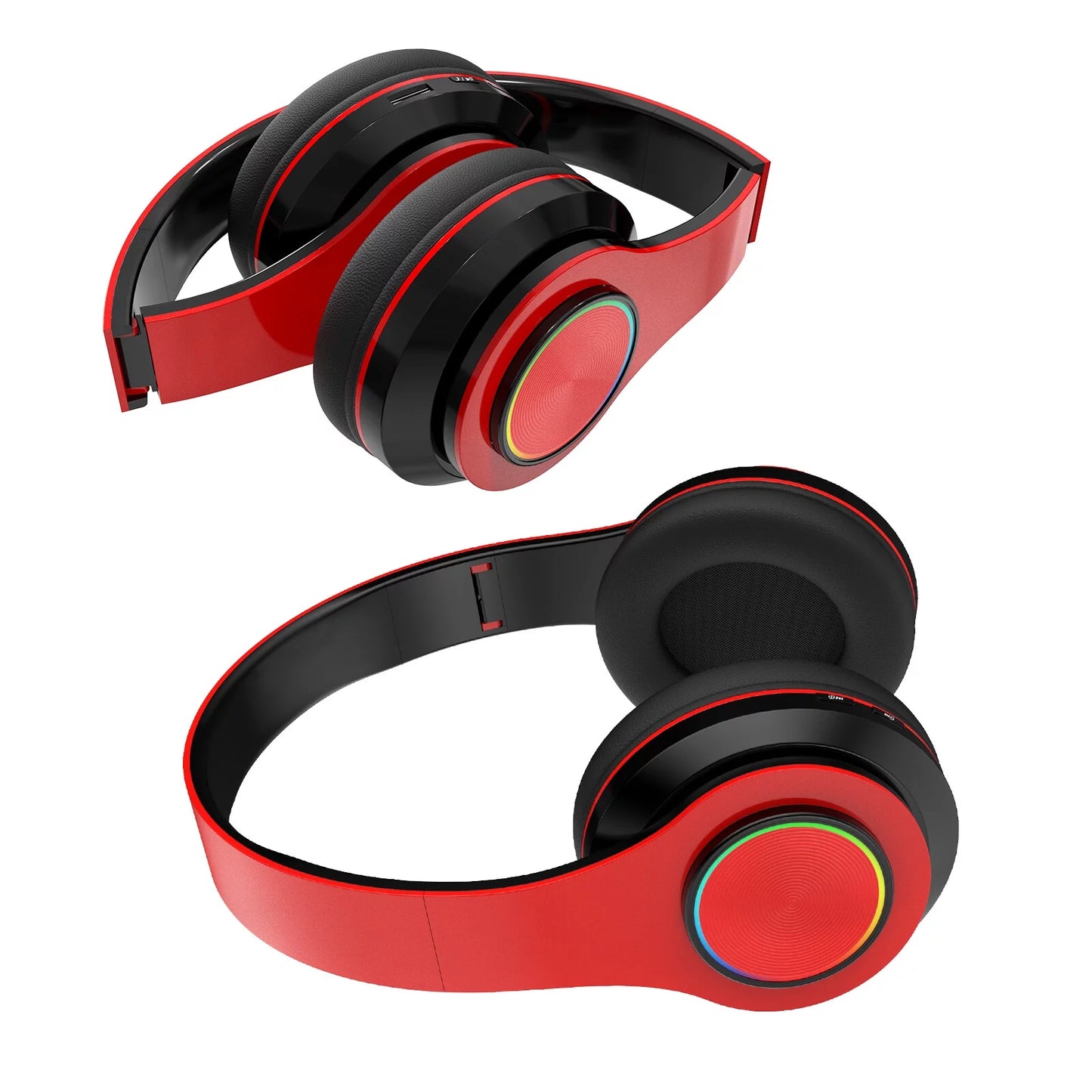 Foldable Over-Ear Bluetooth Singular Wireless Headphones with Mic, Red