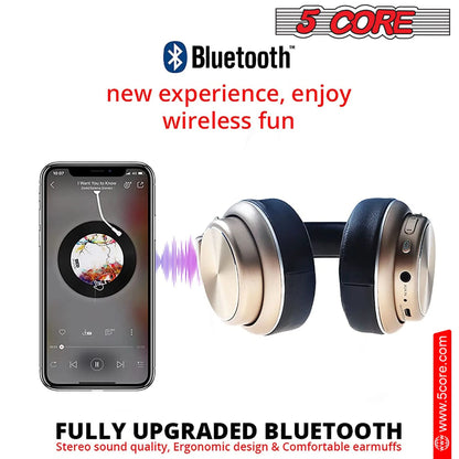 5 CORE Over-Ear Bluetooth Headphones with Noise Cancelling, Stereo Sound, Padded Ear Cups, and Adjustable Headband