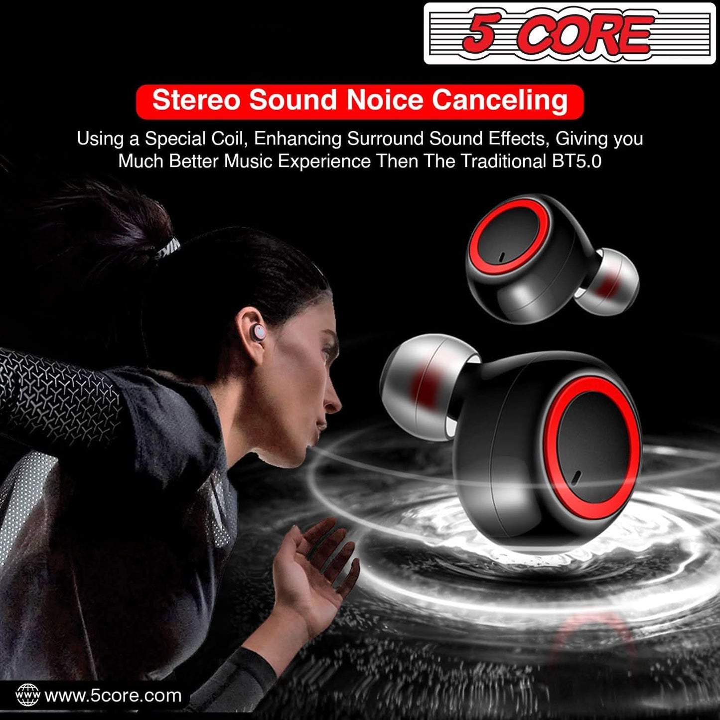 5 Core Mini Bluetooth Wireless Earbuds with Noise Cancelling Technology