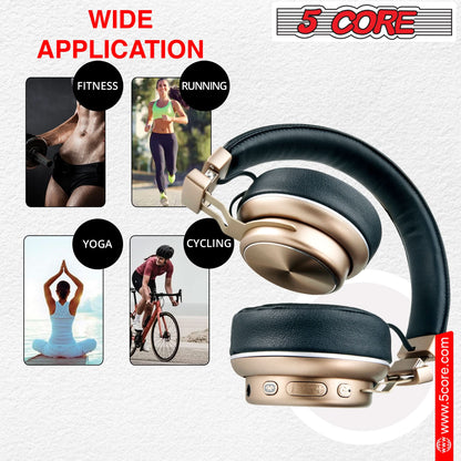 5 CORE Over-Ear Bluetooth Headphones with Noise Cancelling, Stereo Sound, Padded Ear Cups, and Adjustable Headband