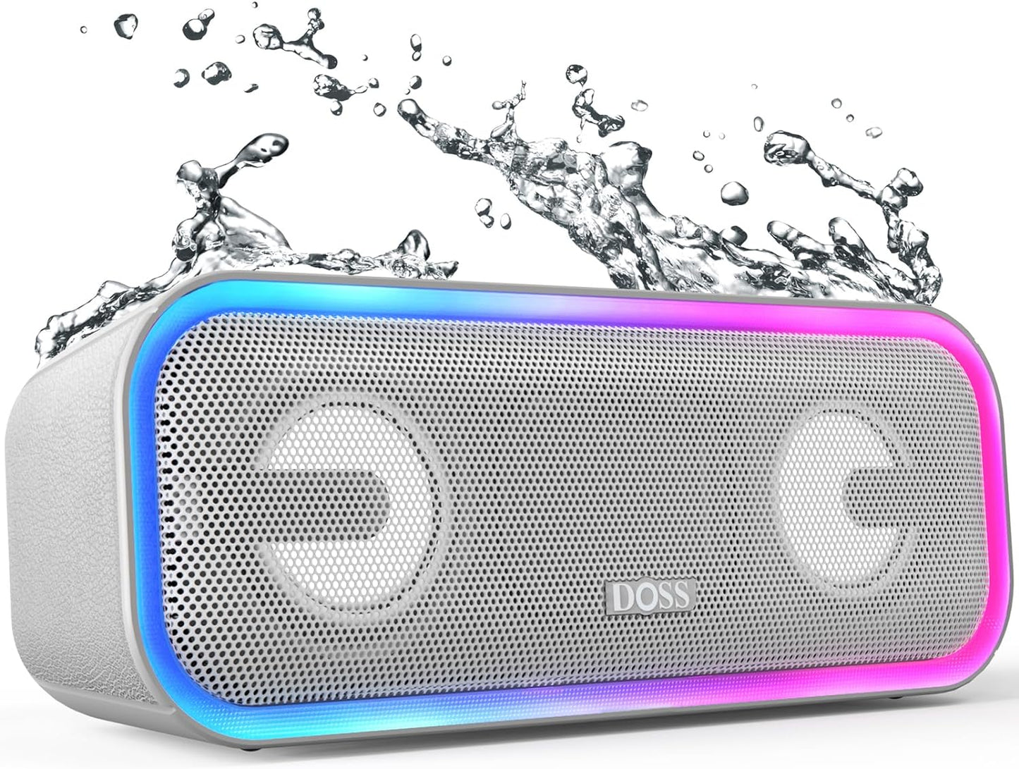 Soundbox Pro+ Bluetooth Speaker with 24W Impressive Sound, Booming Bass, IPX6 Waterproof, 15Hrs Playtime, Wireless Stereo Pairing, Mixed Colors Lights, 66 FT- Grey