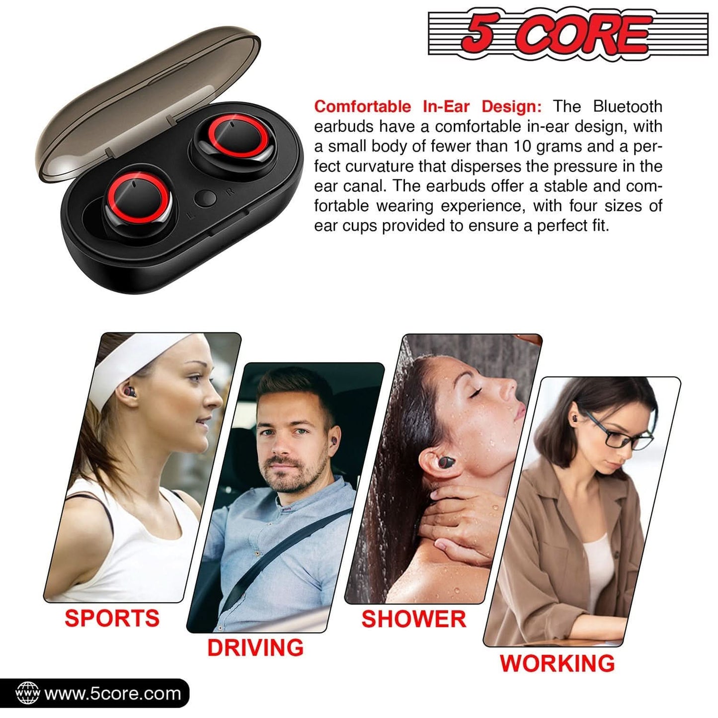 5 Core Mini Bluetooth Wireless Earbuds with Noise Cancelling Technology