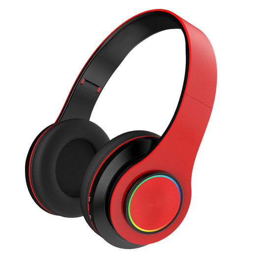 Foldable Over-Ear Bluetooth Singular Wireless Headphones with Mic, Red